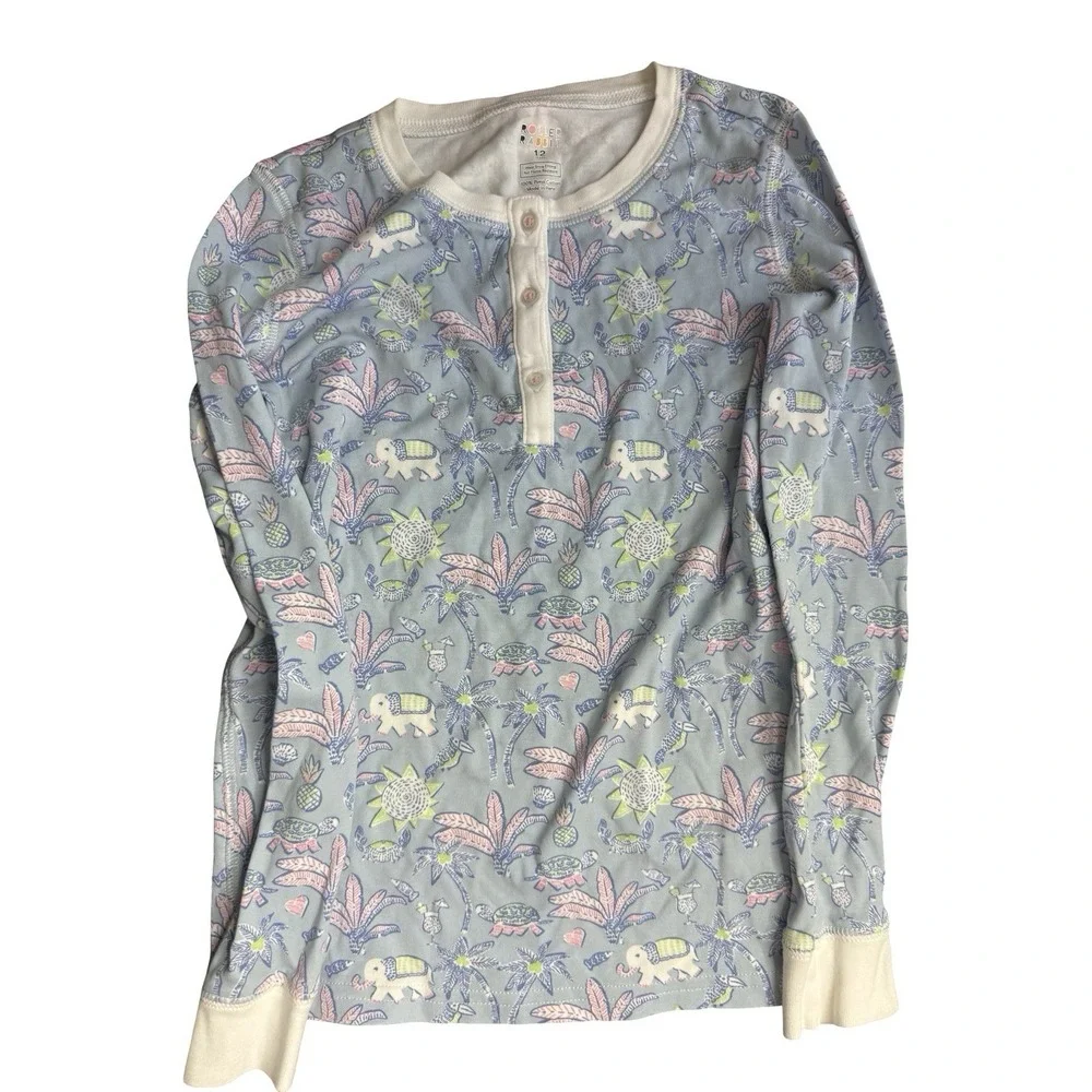 Roller Rabbit size 12 Paradise limited blue kids girls pjs top